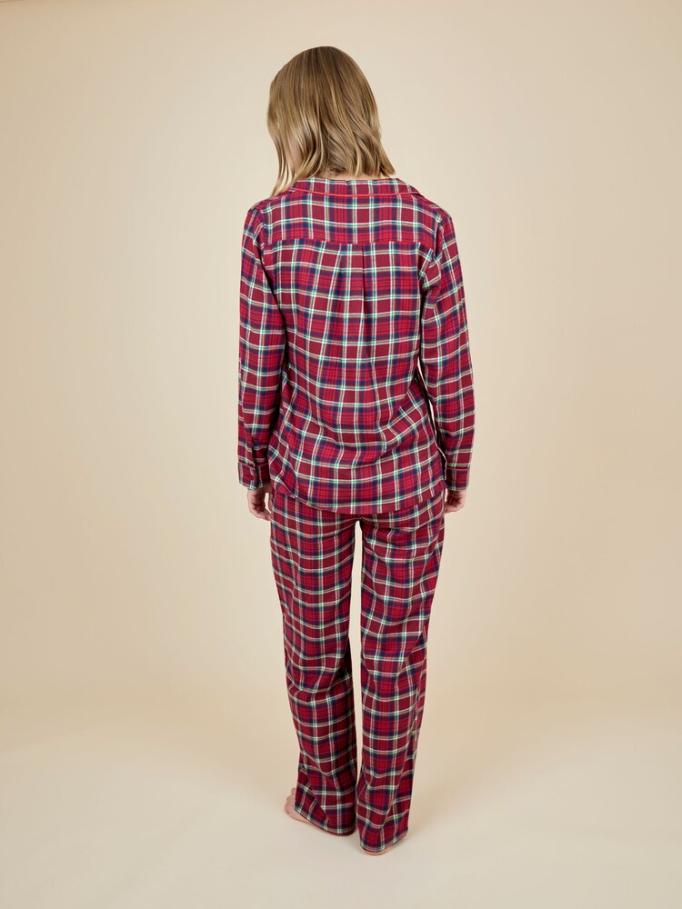 JoJo Maman Bébé Red Womens Classic Check Christmas Pyjamas Set - Image 2 of 4