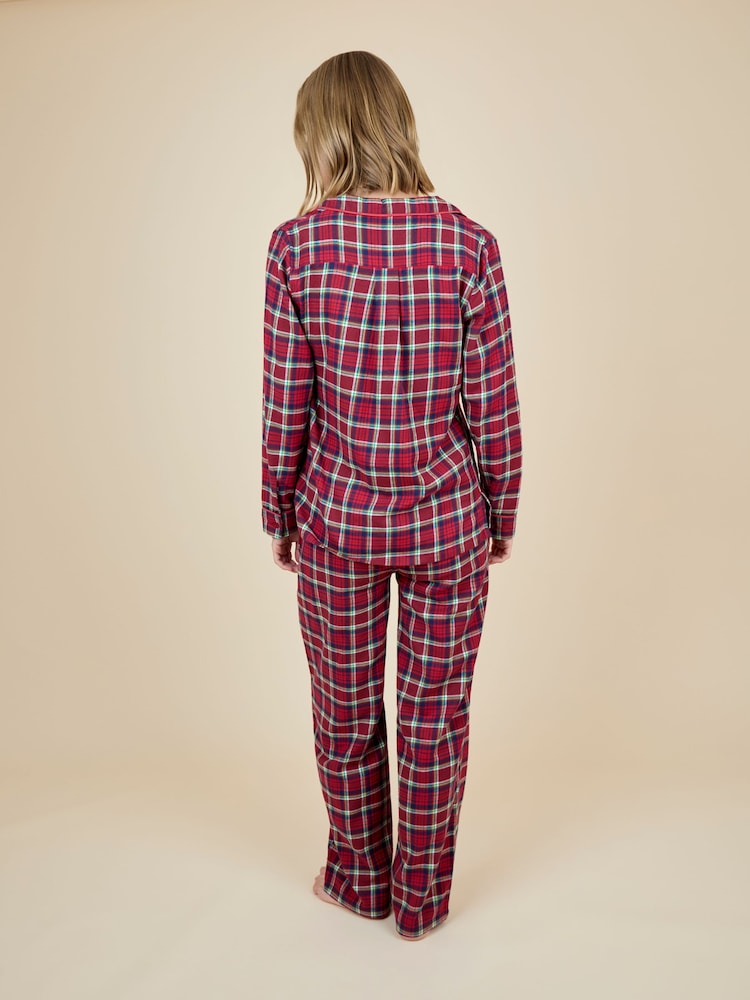 JoJo Maman Bébé Red Womens Classic Check Christmas Pyjamas Set - Image 2 of 4 JoJo Maman Bébé Red Womens Classic Check Christmas Pyjamas Set - Image 2 of 4
