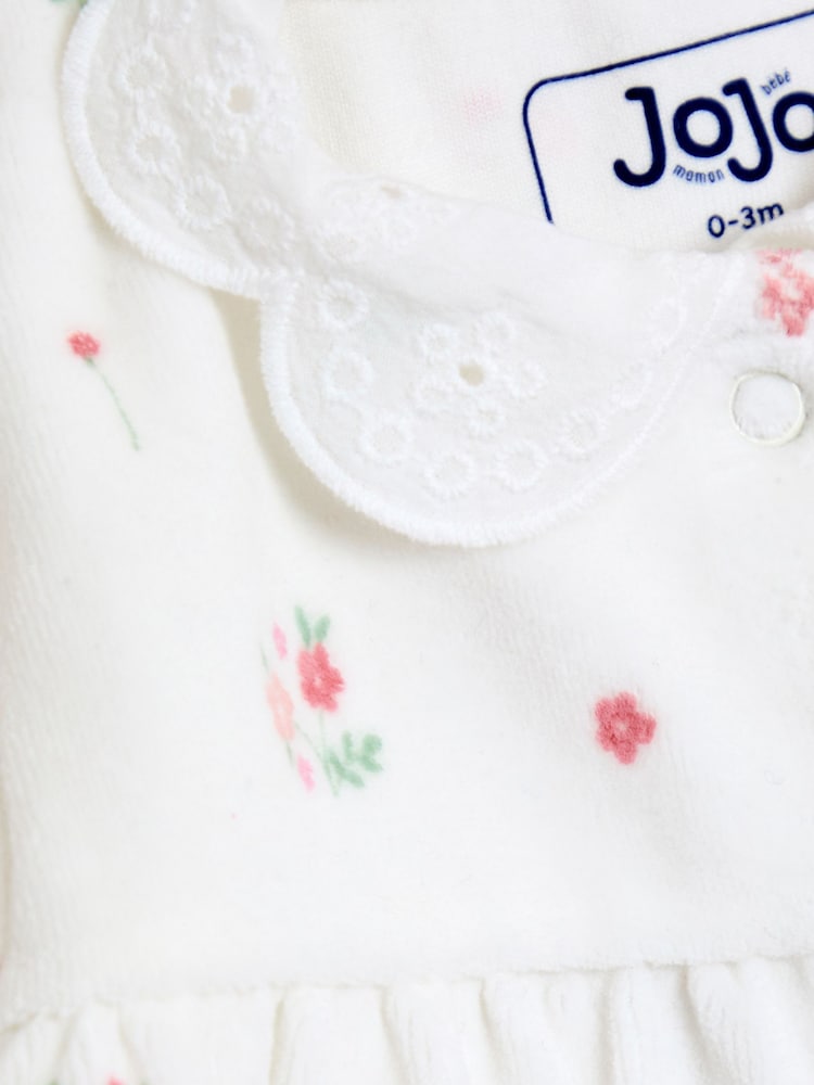 JoJo Maman Bébé Cream Ditsy Floral Velour Collared All-In-One - Image 3 of 3 JoJo Maman Bébé Cream Ditsy Floral Velour Collared All-In-One - Image 3 of 3