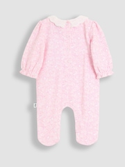 JoJo Maman Bébé Pink Smocked Collared Sleepsuit - Image 2 of 3
