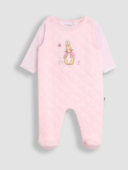 JoJo Maman Bébé Pale Pink Flopsy Quilted 2-Piece Dungaree Set - Image 1 of 6