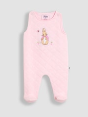 JoJo Maman Bébé Pale Pink Flopsy Quilted 2-Piece Dungaree Set - Image 2 of 6