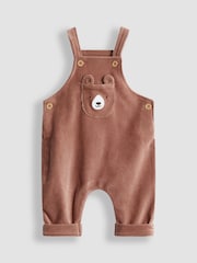 JoJo Maman Bébé Brown Rib Velour Character Dungaree & Body Set - Image 2 of 6