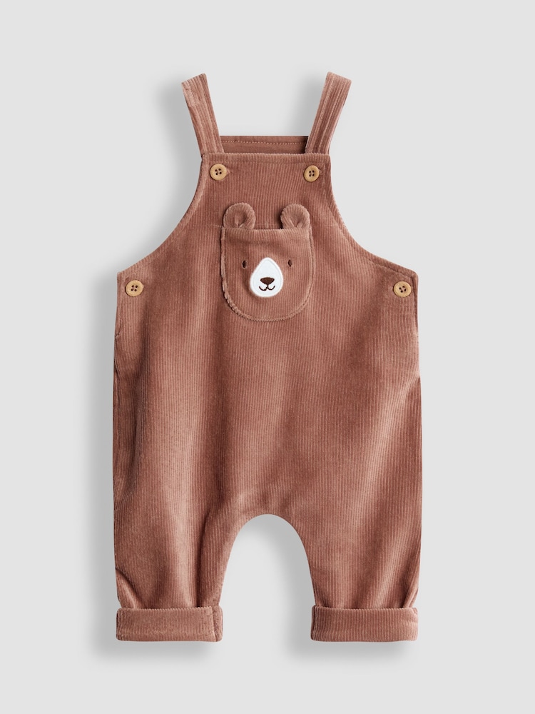 JoJo Maman Bébé Brown Rib Velour Character Dungaree & Body Set - Image 2 of 6