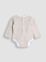 JoJo Maman Bébé Brown Rib Velour Character Dungaree & Body Set - Image 5 of 6