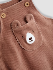 JoJo Maman Bébé Brown Rib Velour Character Dungaree & Body Set - Image 6 of 6