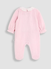 JoJo Maman Bébé Pale Pink Bunny Appliqué Velour Collared All-In-One - Image 2 of 3