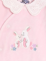 JoJo Maman Bébé Pale Pink Bunny Appliqué Velour Collared All-In-One - Image 3 of 3