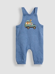 JoJo Maman Bébé Dark Blue 2-Piece Appliqué Dungarees & Stripe Top Set - Image 2 of 7