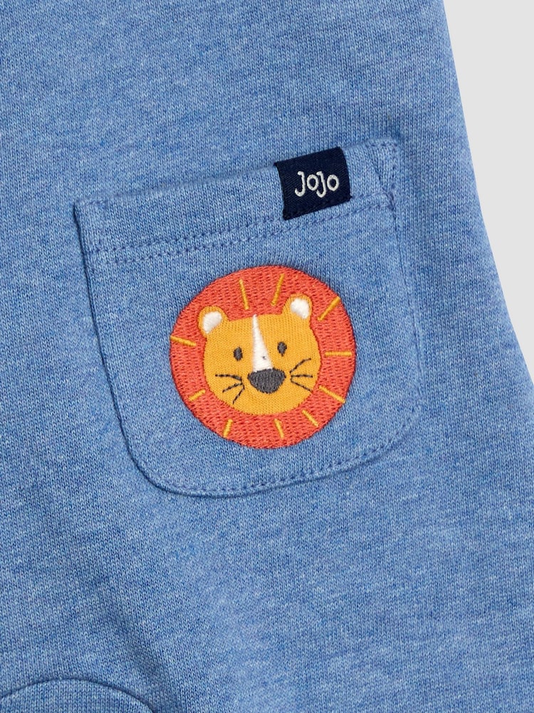 JoJo Maman Bébé Dark Blue 2-Piece Appliqué Dungarees & Stripe Top Set - Image 7 of 7