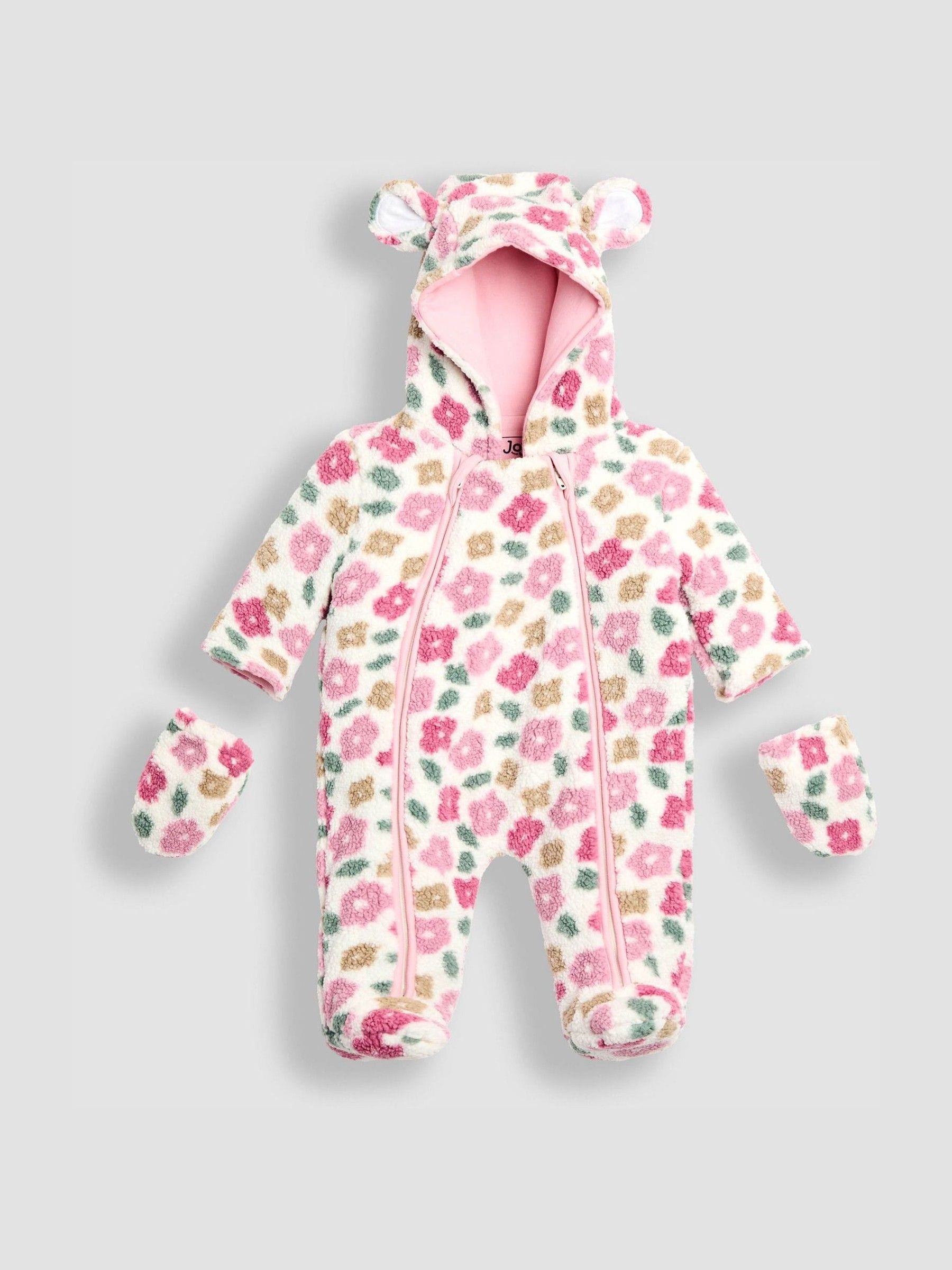 ぴんくmama Buy JoJo Maman Bébé Pink Floral Cosy Borg Printed Pramsuit from
