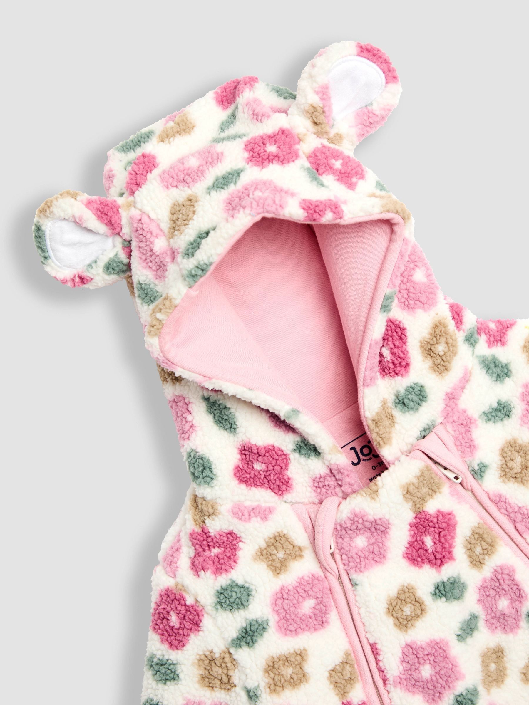 Buy JoJo Maman Bébé Pink Floral Cosy Borg Printed Pramsuit from