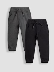 JoJo Maman Bébé Charcoal Grey 2-Pack Relaxed Joggers - Image 1 of 5