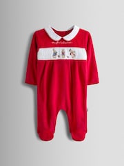 JoJo Maman Bébé Red Peter Rabbit Christmas Velour All-In-One - Image 1 of 3