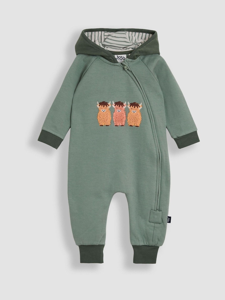 JoJo Maman Bébé Green Appliqué Hooded All in One - Image 1 of 4