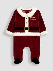 JoJo Maman Bébé My First Christmas Velour All-In-One & Hat Set - Bild 2 von 6