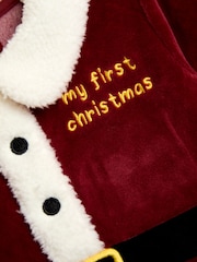 JoJo Maman Bébé My First Christmas Velour All-In-One & Hat Set - Bild 6 von 6