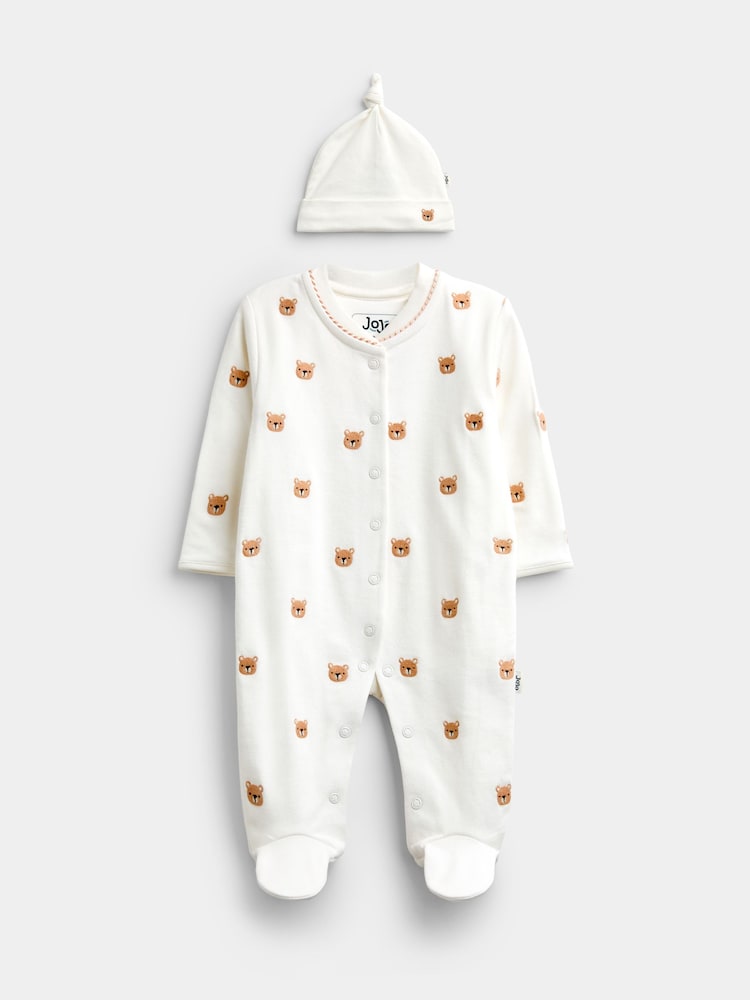JoJo Maman Bébé Organic Cotton Sleepsuit & Hat Set - Slika 1 iz 8