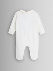 JoJo Maman Bébé Smocked Velour Footed All- In- One - Bild 3 von 3