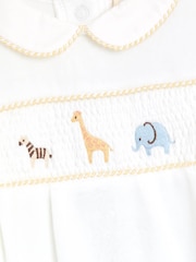 JoJo Maman Bébé Smocked Velour Footed All- In- One - Imagen 5 de 5