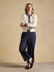 Joules Cream Cotton Cable Crew Neck Cardigan - Image 5 of 7