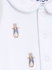 JoJo Maman Bébé White Peter Rabbit Embroidered Sleepsuit - Image 3 of 3