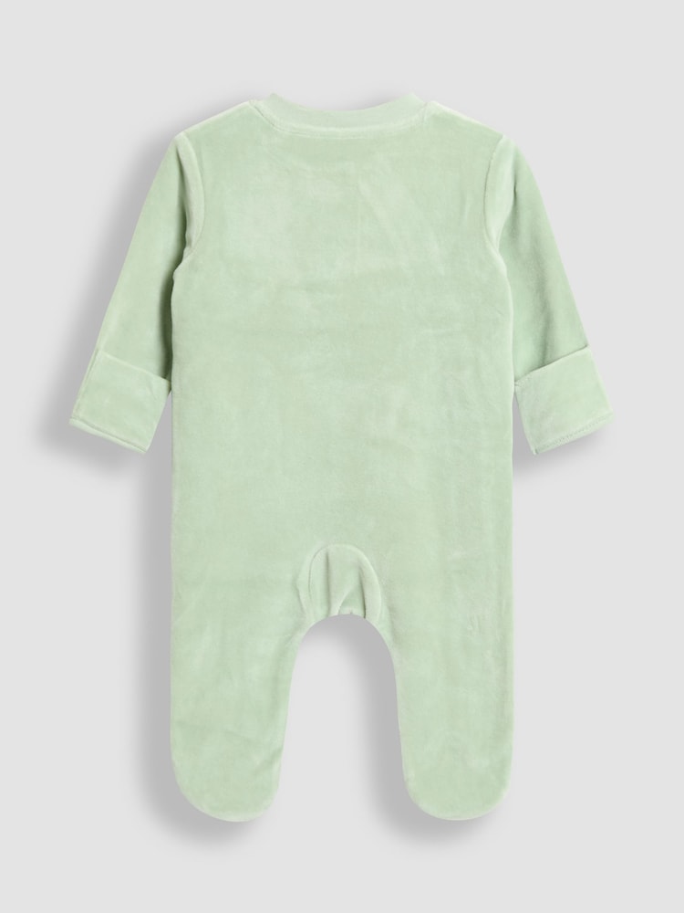 JoJo Maman Bébé Green Lion Velour Applique All-In-One - Image 2 of 3