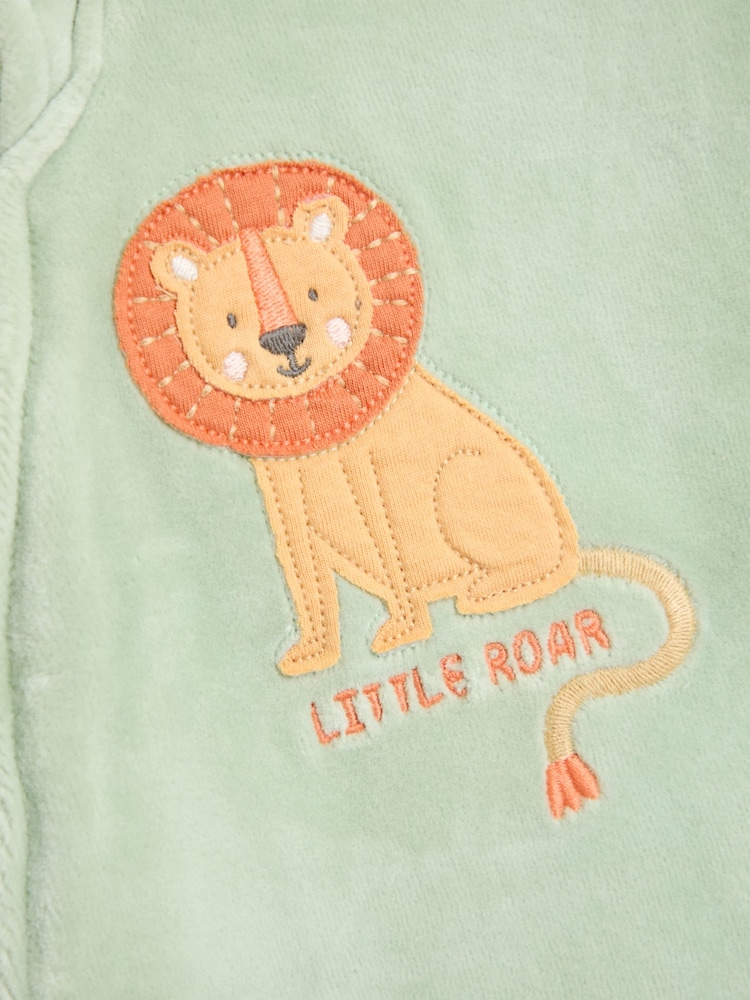 JoJo Maman Bébé Green Lion Velour Applique All-In-One - Image 3 of 3