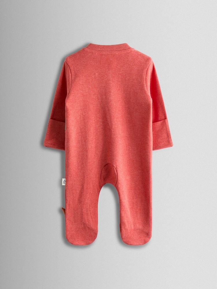 JoJo Maman Bébé Orange Dinosaur 100% Cotton Footed Appliqué Sleepsuit - Image 3 of 3 JoJo Maman Bébé Orange Dinosaur 100% Cotton Footed Appliqué Sleepsuit - Image 3 of 3