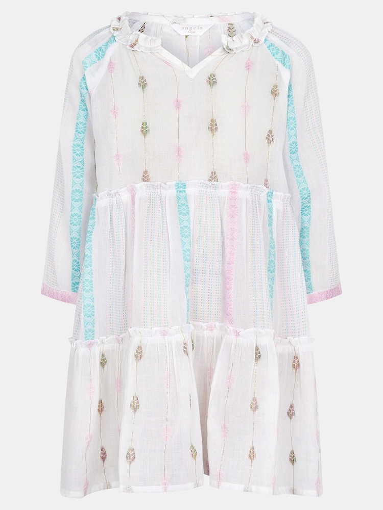 Accessorize White Girls Mini Me Jacquard 100% Cotton Dress - Image 1 of 3