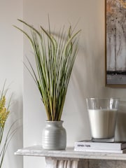 Gallery Home White Faux Potted Grass with Feathered Wildflower - Image 1 of 6