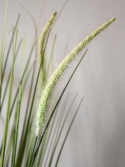 Gallery Home White Faux Potted Grass with Feathered Wildflower - Image 2 of 6