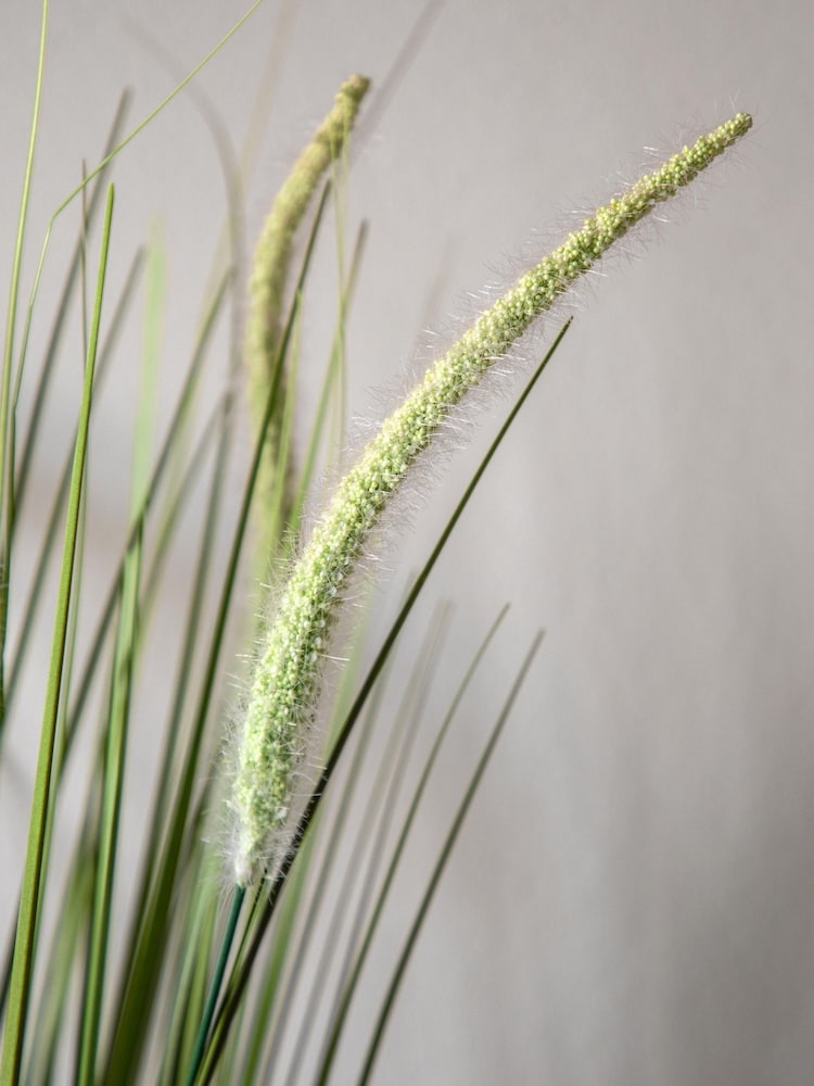 Gallery Home White Faux Potted Grass with Feathered Wildflower - Image 2 of 6