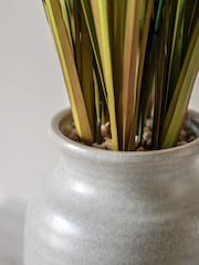 Gallery Home White Faux Potted Grass with Feathered Wildflower - Image 3 of 6