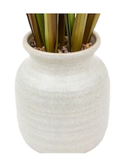 Gallery Home White Faux Potted Grass with Feathered Wildflower - Image 6 of 6
