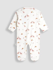 JoJo Maman Bébé Cream Raindeer Christmas Printed Footed Sleepsuit - Image 2 of 3