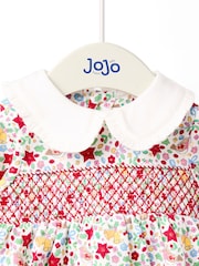 JoJo Maman Bébé Plum Smocked Collared Christmas Dress - Image 3 of 4