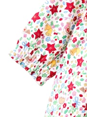 JoJo Maman Bébé Plum Smocked Collared Christmas Dress - Image 4 of 4