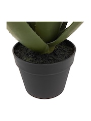 Gallery Home White Faux Aloe Potted Plant with Flower - Image 3 of 3