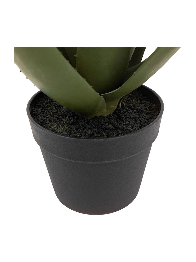 Gallery Home White Faux Aloe Potted Plant with Flower - Image 3 of 3