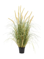 Gallery Home 5 Pack White Medium Faux Potted Grass with Cattail Seed Heads - Image 1 of 3