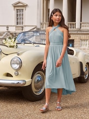 Lipsy Blue Twist Halter Occasion Dress (5-16yrs) - Image 1 of 4