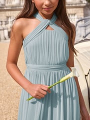 Lipsy Blue Twist Halter Occasion Dress (5-16yrs) - Image 3 of 4