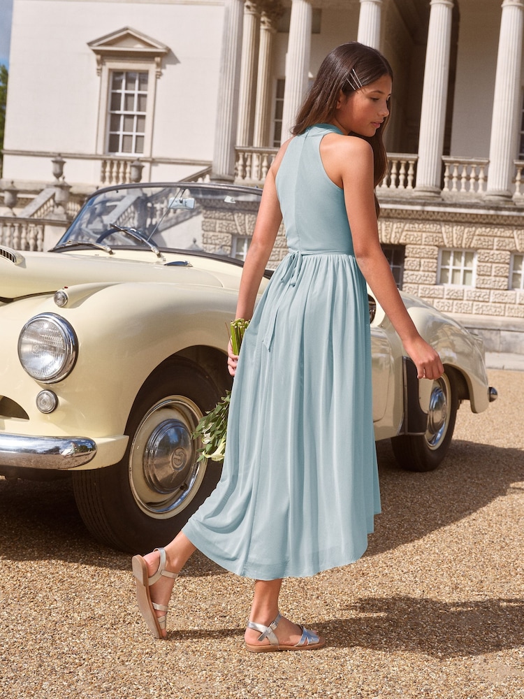Lipsy Blue Twist Halter Occasion Dress (5-16yrs) - Image 4 of 4