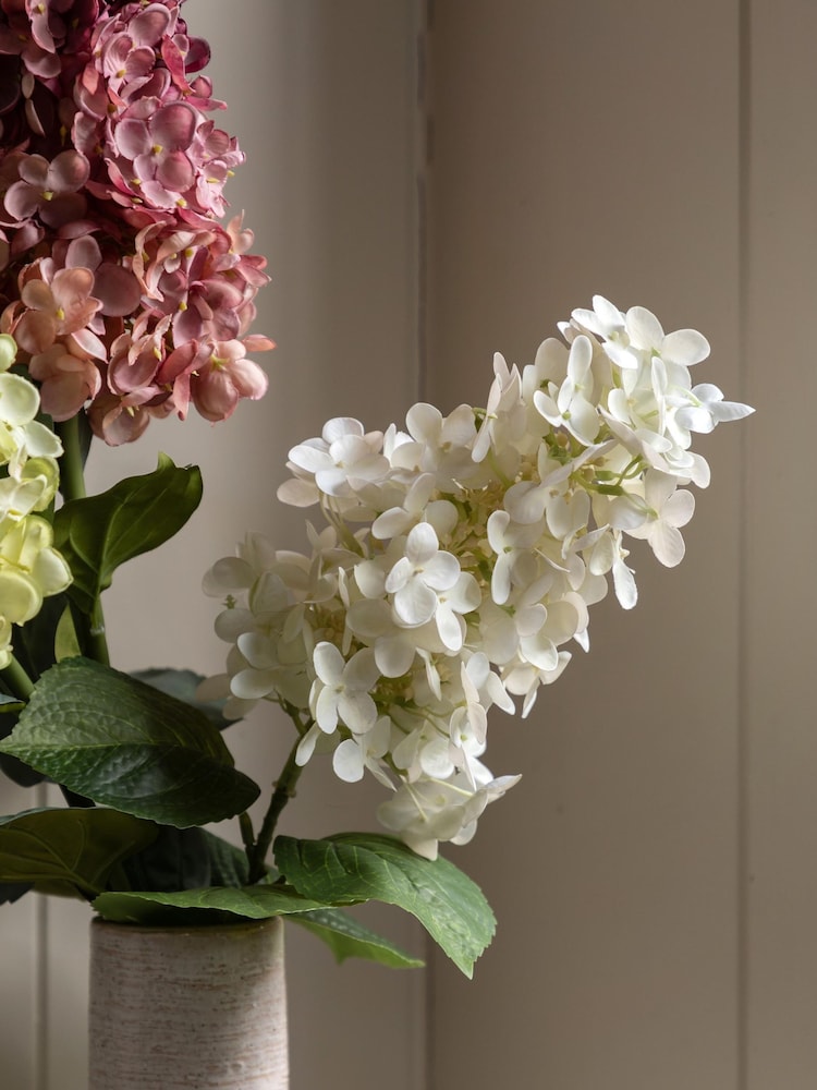 Gallery Home 12 Pack White Faux Vintage Cone Hydrangea Floral Stems - Image 2 of 5