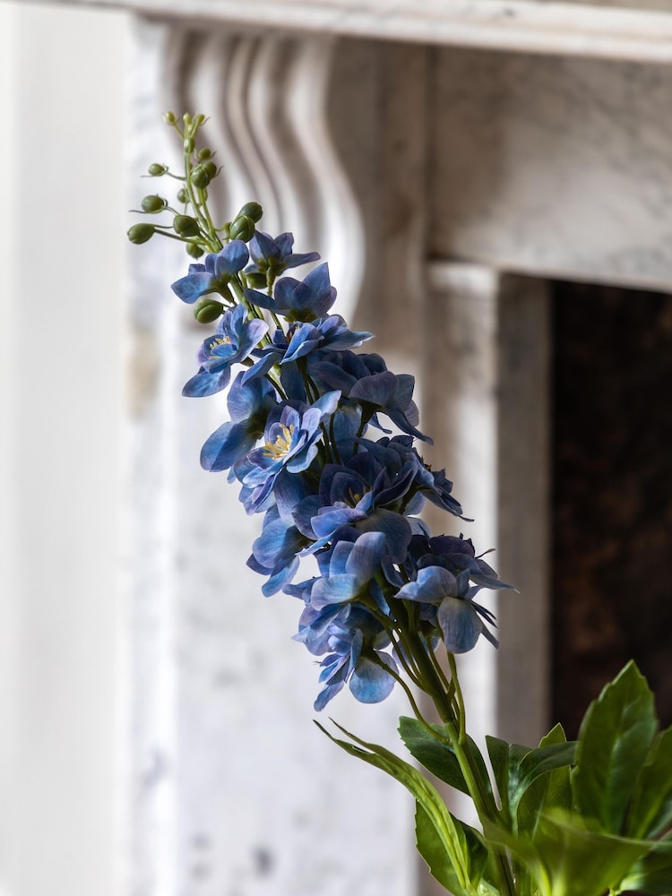 Gallery Home 12 Pack Blue Tall Faux Vintage Hollyhock Floral Stems - Image 1 of 4 Gallery Home 12 Pack Blue Tall Faux Vintage Hollyhock Floral Stems - Image 1 of 4
