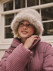 Neutral Faux Fur Bucket Hat - Image 1 of 4