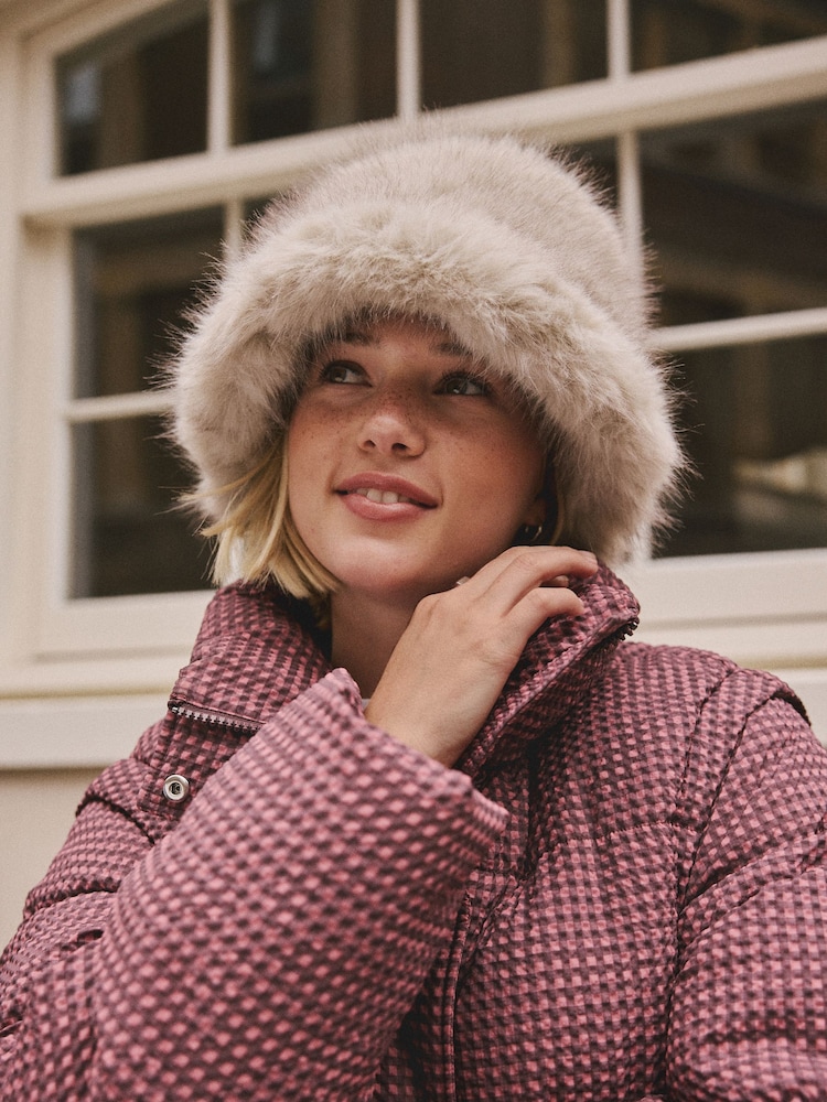 Neutral Faux Fur Bucket Hat - Image 1 of 4
