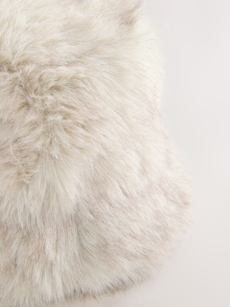 Neutral Faux Fur Bucket Hat - Image 7 of 7