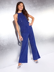 Lipsy Sparkle Halter Party Jumpsuit (5-16yrs) - صورة 1 من 4